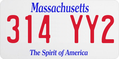 MA license plate 314YY2