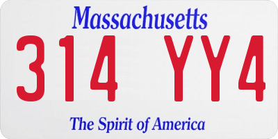 MA license plate 314YY4