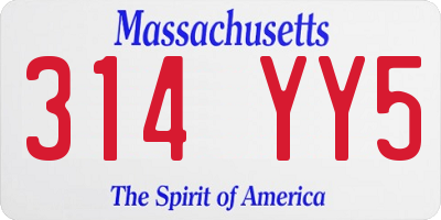 MA license plate 314YY5