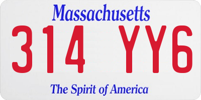 MA license plate 314YY6