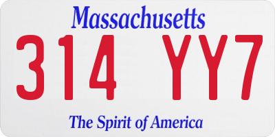 MA license plate 314YY7