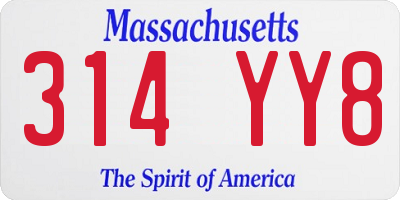 MA license plate 314YY8