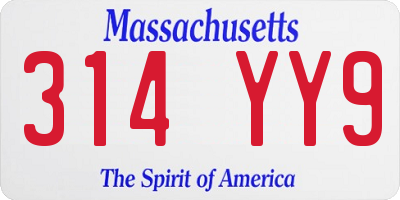 MA license plate 314YY9
