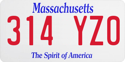 MA license plate 314YZ0