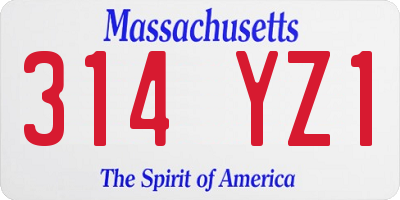 MA license plate 314YZ1