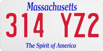 MA license plate 314YZ2