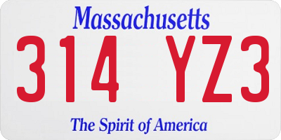 MA license plate 314YZ3