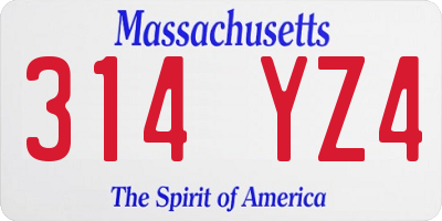 MA license plate 314YZ4