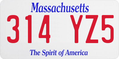 MA license plate 314YZ5