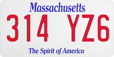 MA license plate 314YZ6
