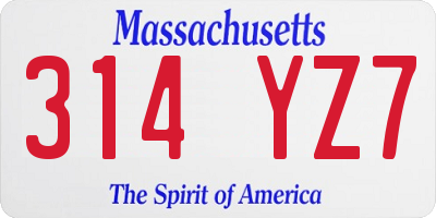 MA license plate 314YZ7