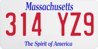 MA license plate 314YZ9