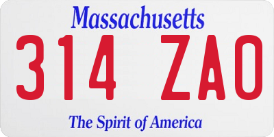 MA license plate 314ZA0