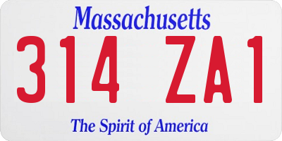 MA license plate 314ZA1