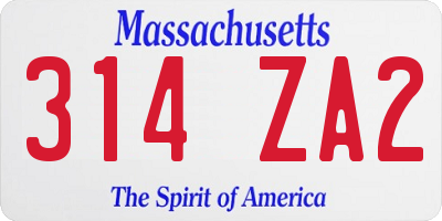 MA license plate 314ZA2