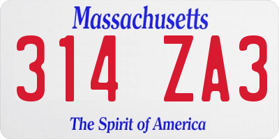 MA license plate 314ZA3