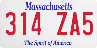 MA license plate 314ZA5