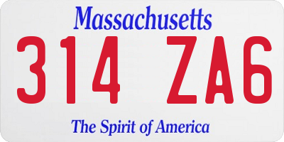MA license plate 314ZA6