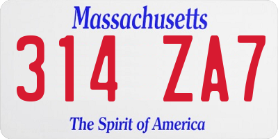 MA license plate 314ZA7