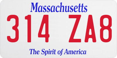 MA license plate 314ZA8