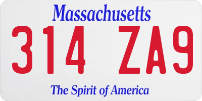 MA license plate 314ZA9