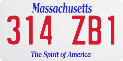MA license plate 314ZB1