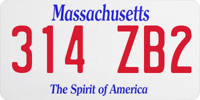 MA license plate 314ZB2