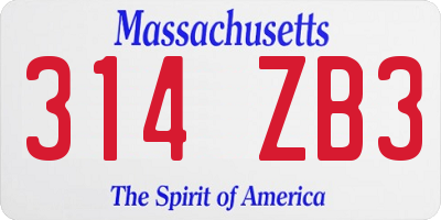 MA license plate 314ZB3
