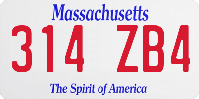 MA license plate 314ZB4
