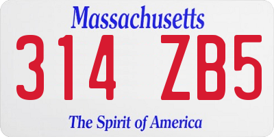 MA license plate 314ZB5