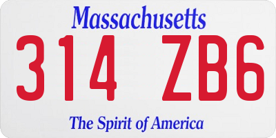 MA license plate 314ZB6