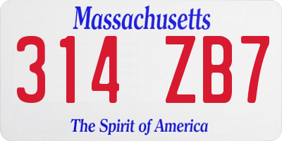 MA license plate 314ZB7