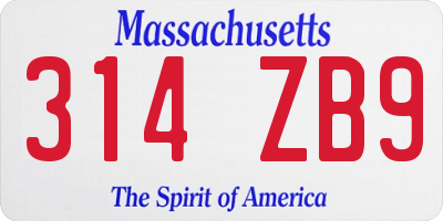 MA license plate 314ZB9