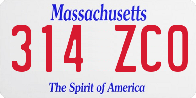 MA license plate 314ZC0