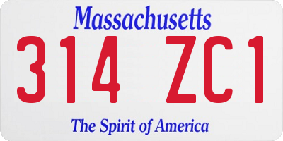 MA license plate 314ZC1