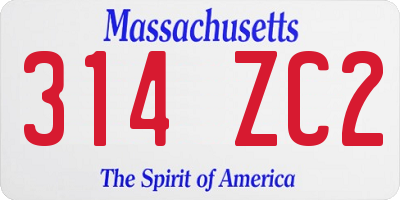MA license plate 314ZC2
