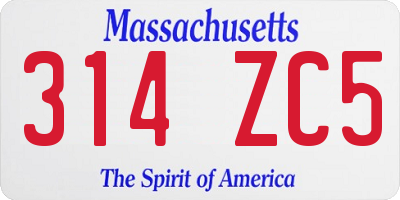 MA license plate 314ZC5