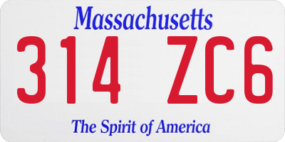 MA license plate 314ZC6