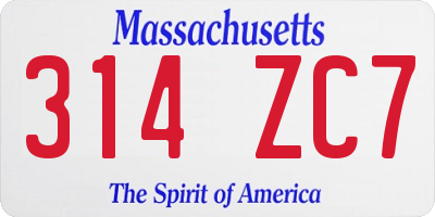 MA license plate 314ZC7