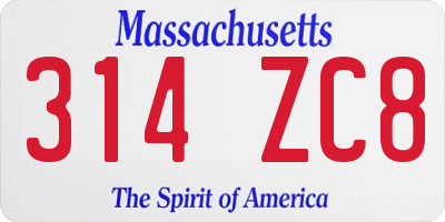 MA license plate 314ZC8