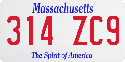 MA license plate 314ZC9