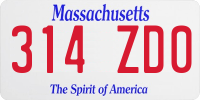 MA license plate 314ZD0