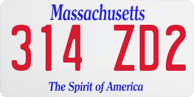 MA license plate 314ZD2