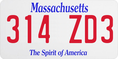 MA license plate 314ZD3