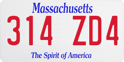 MA license plate 314ZD4