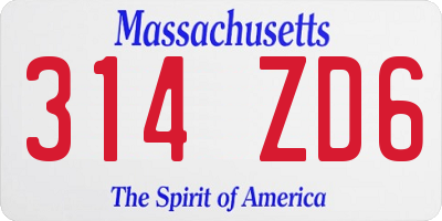 MA license plate 314ZD6