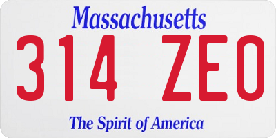 MA license plate 314ZE0