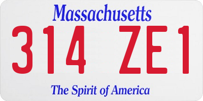 MA license plate 314ZE1