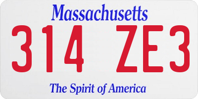 MA license plate 314ZE3