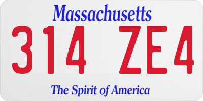 MA license plate 314ZE4